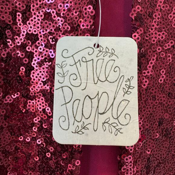 FREE PEOPLE Liquid Shine Sequin Sleeveless Swing Mini Dress Ruby Red Small NEW - Picture 11 of 13